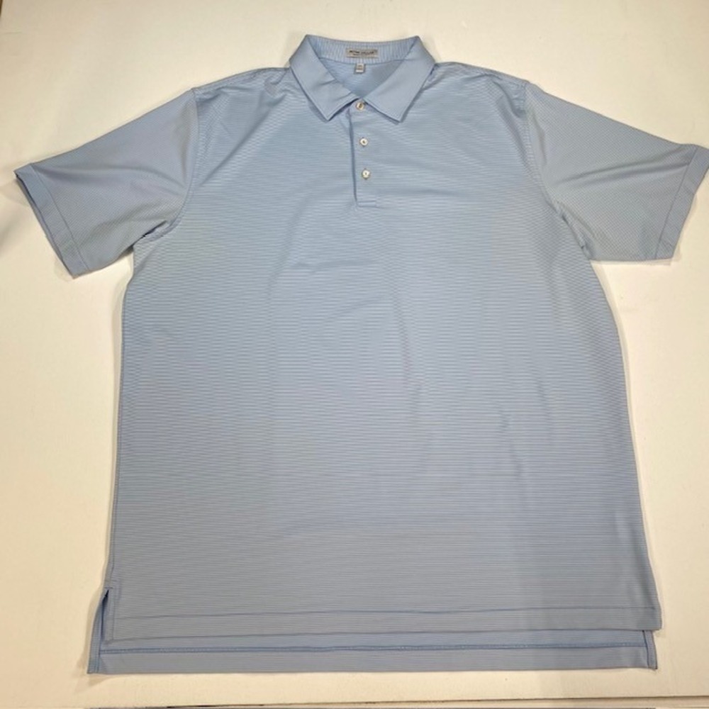 Peter Millar Summer Comfort Mens‎ XXL Blue White Stripe Performance Golf Polo